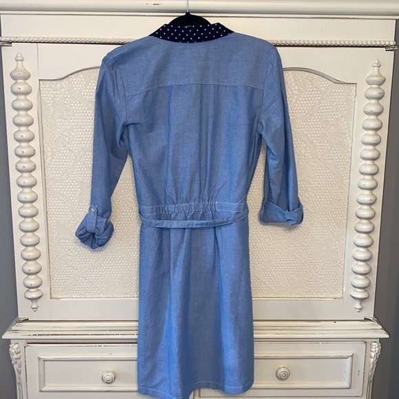 Polka/Denim Dress - Picture 2 of 3